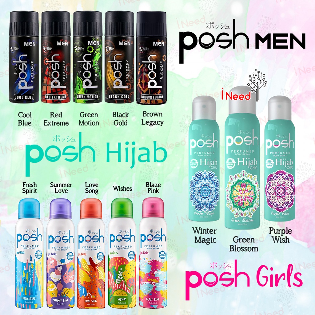 (INEED) Posh Body Spray 150ml Men / Girls Perfumed Pria Wanita Body Spray Botol Cologne 150ml