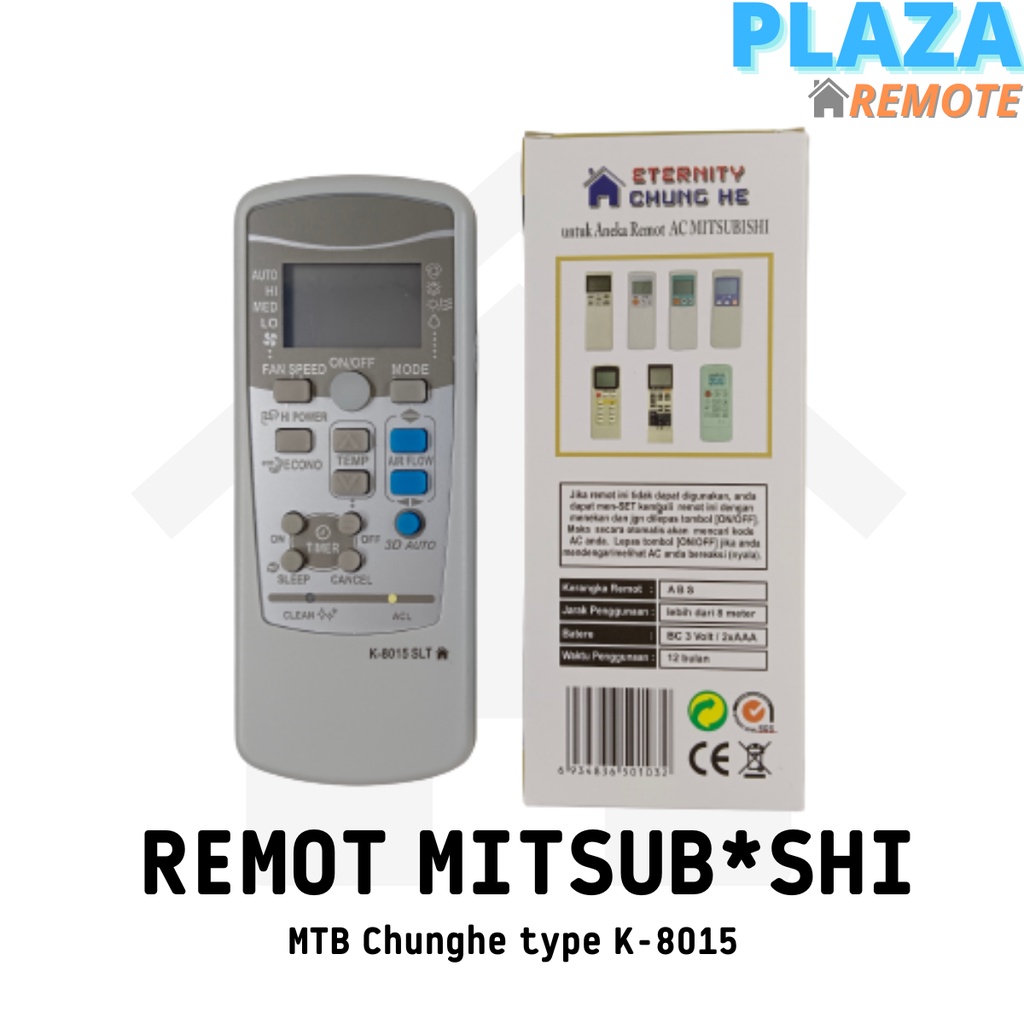 Remote AC Universal M*TSUBISHI / MTB Chunghe type K-8015 / ecer dan grosir