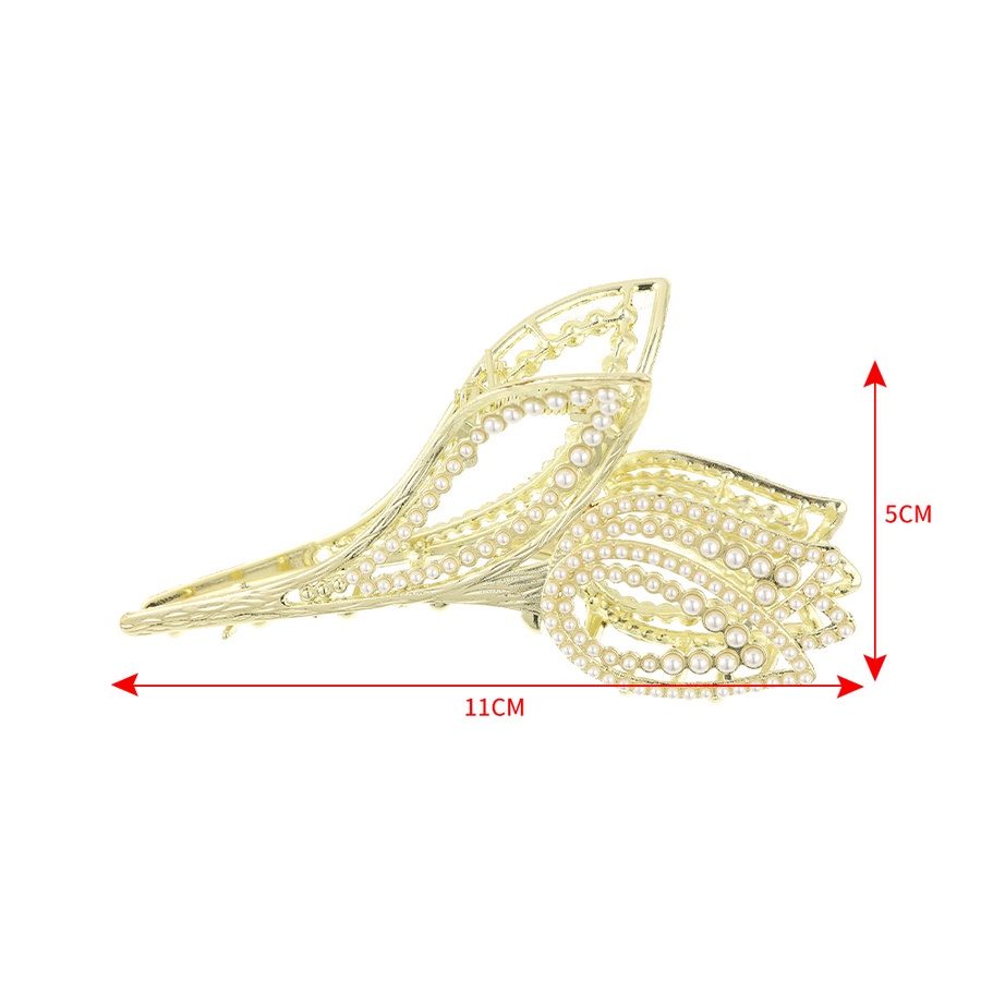 Jepit Rambut Ponytail Bahan Metal Alloy Bentuk Bunga Aksen Kristal Mutiara Gaya Korea Untuk Wanita