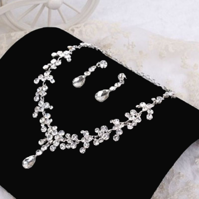 SIY  New Fashion Wedding Bridal Jewelry Sets Crystal Necklace Earrings Sets for Women brides Gift