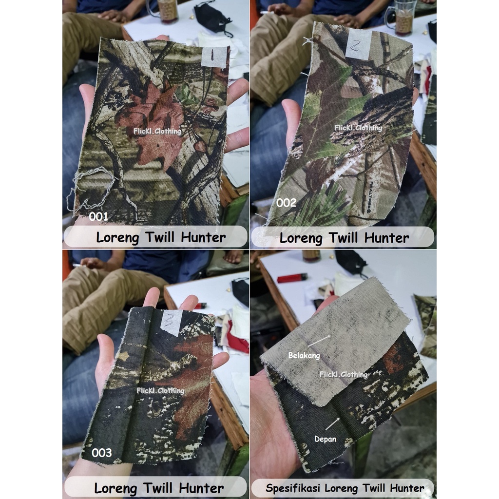 Bahan Kain Loreng Hunter Realtree Perbakin Mossy OAK Loreng Kamuflase Hunting Berburu Ranting Daun Pohon Katun