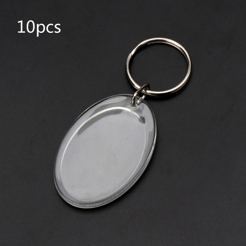 SIY  10Pcs Picture Blank Keyrings Transparent Acrylic Key Chains Insert Your Photo