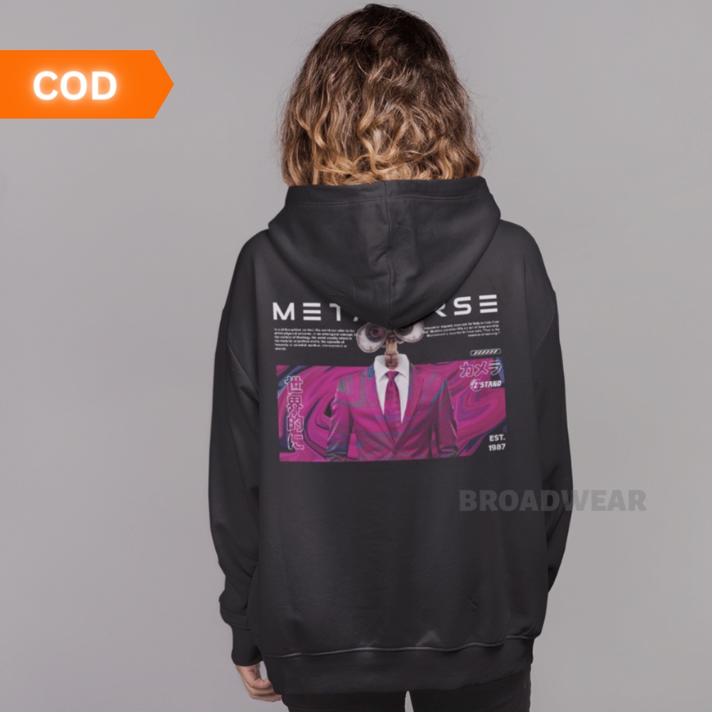 Hoodie Couple Pasangan Premium Murah - Broadwear Metaverse Hitam