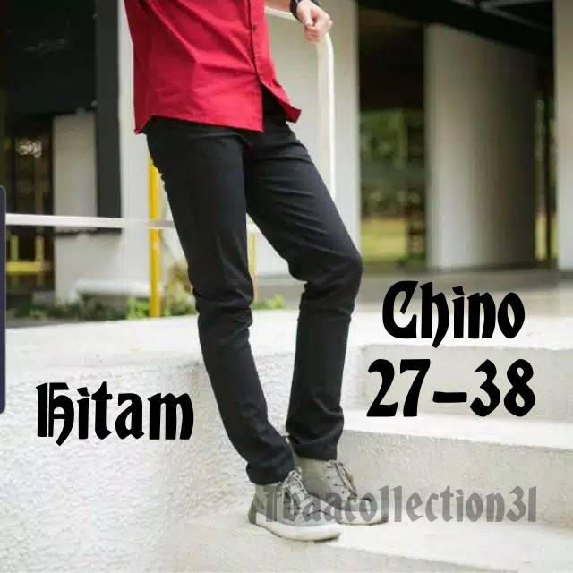 TERMURAH HITZ KEKINIAN CELANA PANJANG CHINO PRIA QUALITY PREMIUM ORIGINAL BRAND WARNA HITAM