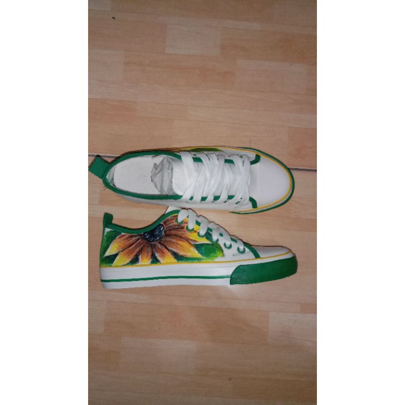 <SHOES PAINTING> Sunflower. Sepatu kanvas bunga matahari