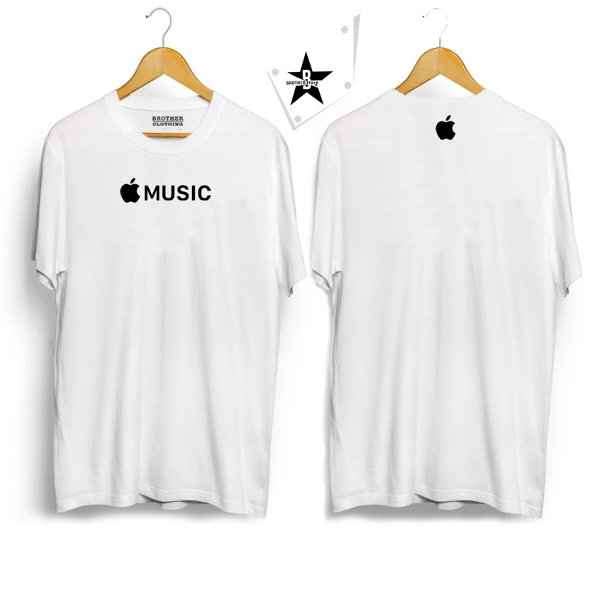Kaos Distro Apple Music Front Back White Premium