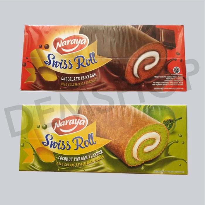 

⭐ COD ⭐ NARAYA SWISS ROLL CAKE 20 pcs - Kue Bolu Pandan Cokelat Chocolate - Coklat