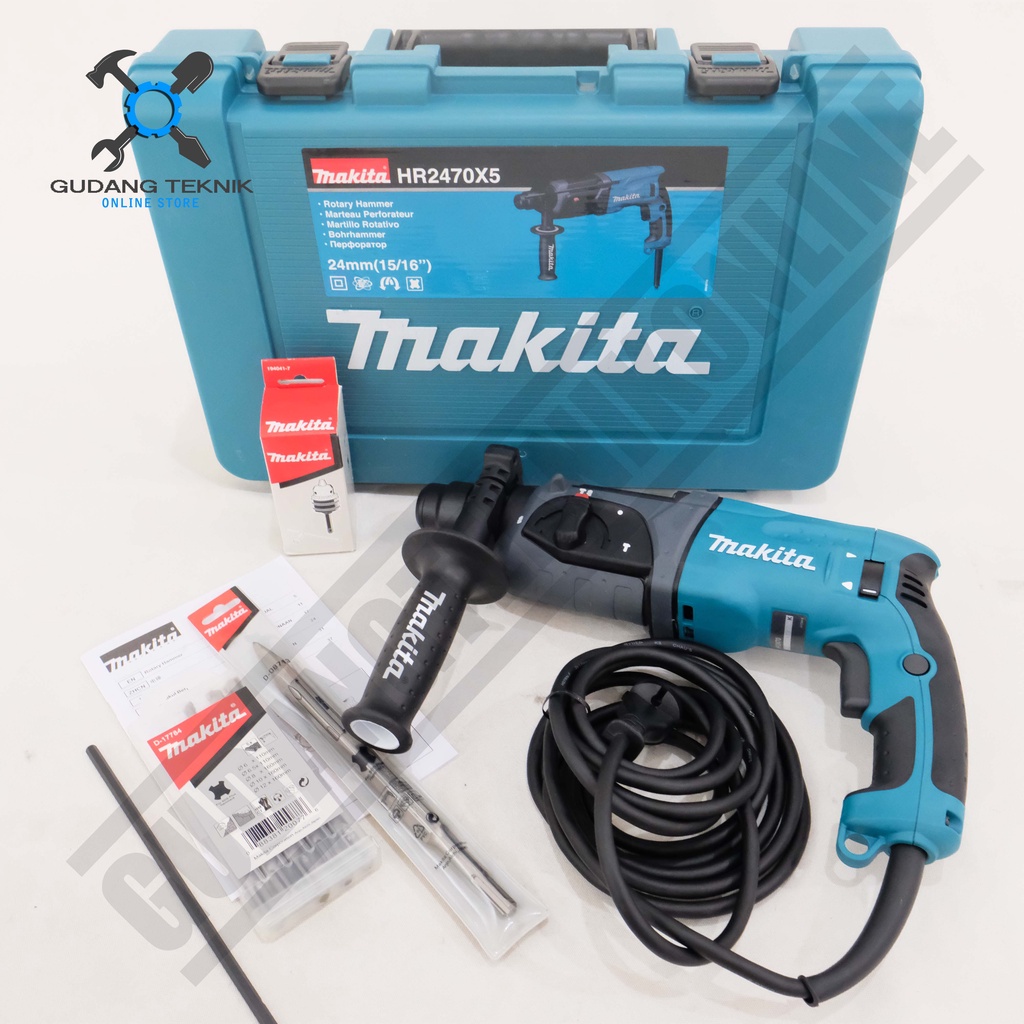 Rotary Hammer Makita HR2470X5 - Bor Bobok Beton Makita Hammer Drill