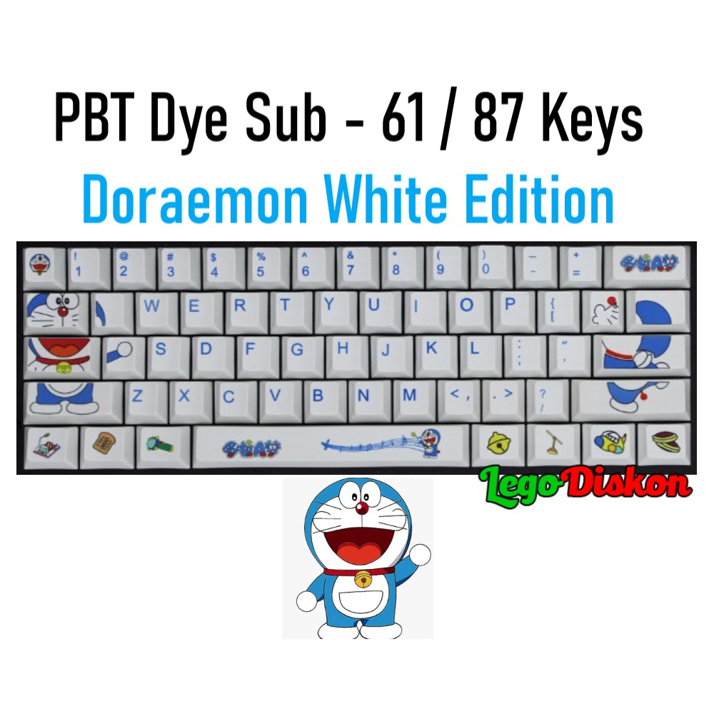 KEYCAPS PBT DYE SUB - DORAEMON White Edition 61 87 Keycaps Set