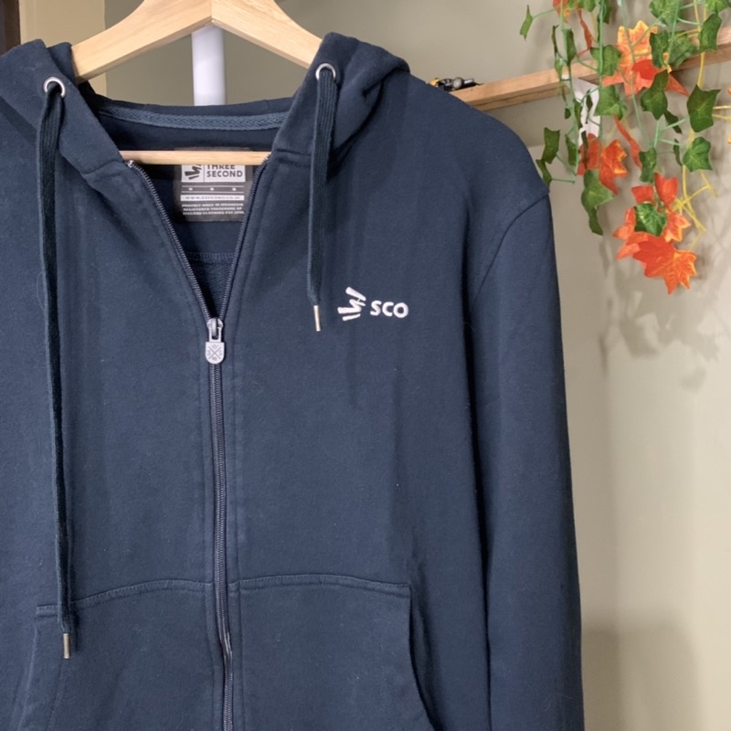 PRELOVED Hoodie Zipper Three Second Original Navy