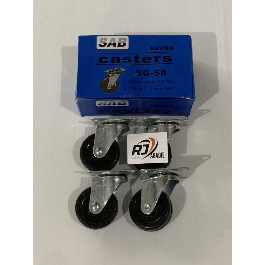 Roda Casters Castor Karet TG-50 50mm 2&quot; Set 4pc SAB / KTP / Triple S / XANDER