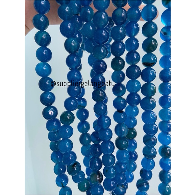 batu dyed carnelian biru batu perhiasan fashion 10mm beads findyka acc