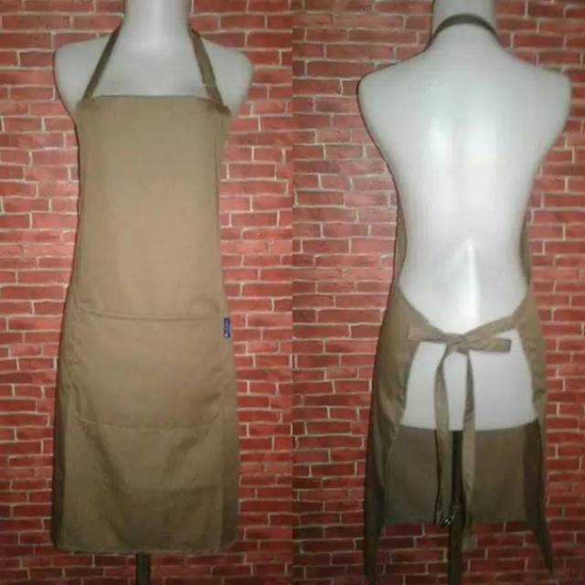 Celemek / Apron Custom Dewasa Coklat Muda All Size