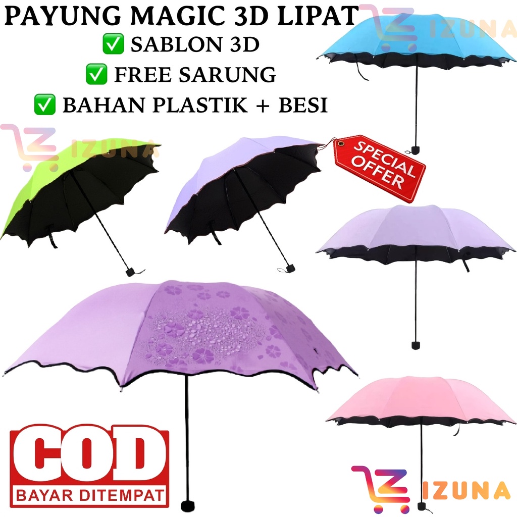 [IZUNA] Payung Magic 3D Umbrella / Payung Lipat Anti UV / 3D Payung Lipat Magic / Payung Lipat Ajaib