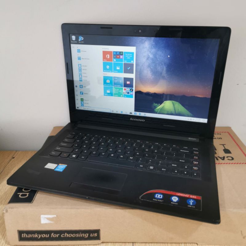 Laptop Lenovo G40 Core i3-4030U Ram 4GB HDD 500Gb Windows 10 Layar 14 inch Full aplikasi Siap pakai