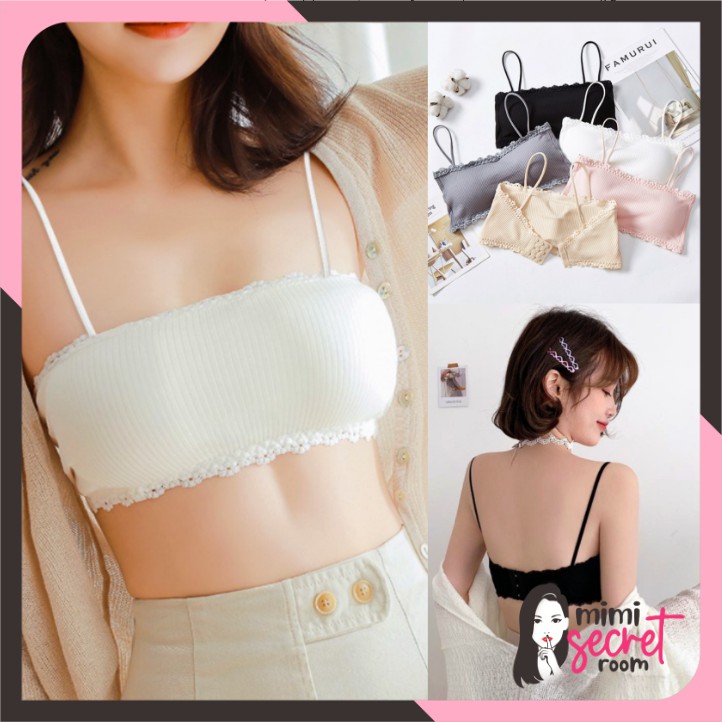 ❤ MIMI ❤ Crop Top BH Kemben Renda Bunga Bra Tali Model Wanita Kekinian Ala Korea Import Terlaris