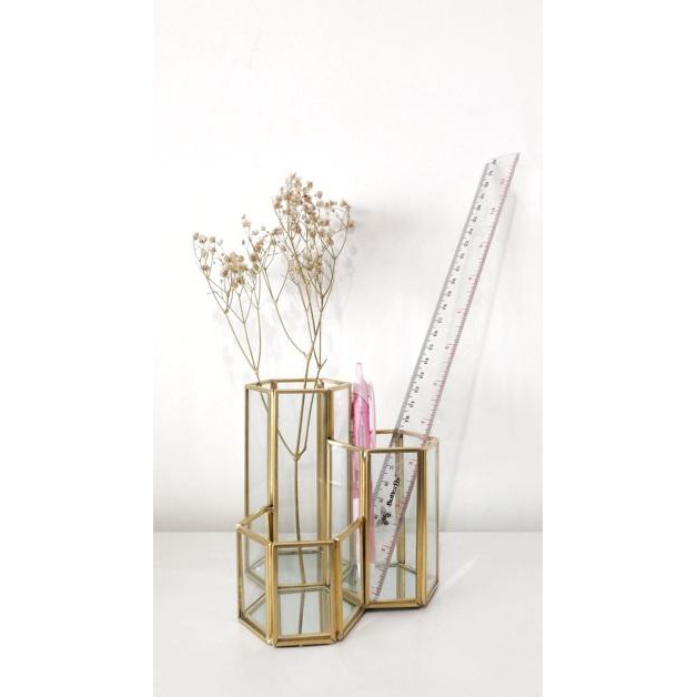 

Triple Pen / brush holder gold (KODE X6432)