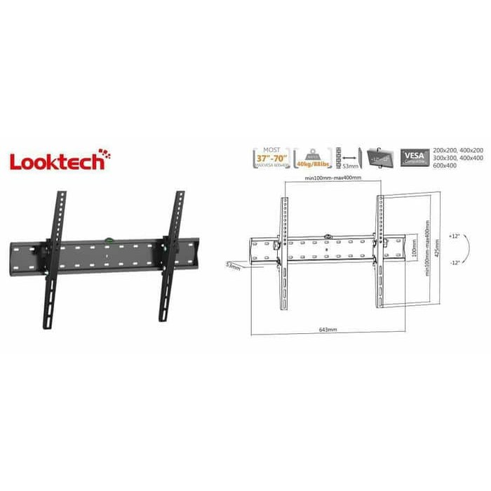 Bracket LED TV 60&quot; s/d 70&quot; Built In Water Pass ori