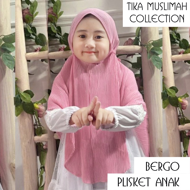 Bergo Plisket Anak - Kerudung Tali Anak - Hijab Instan Anak - Jilbab Bergo Maryam Kids - Jilbab Berg