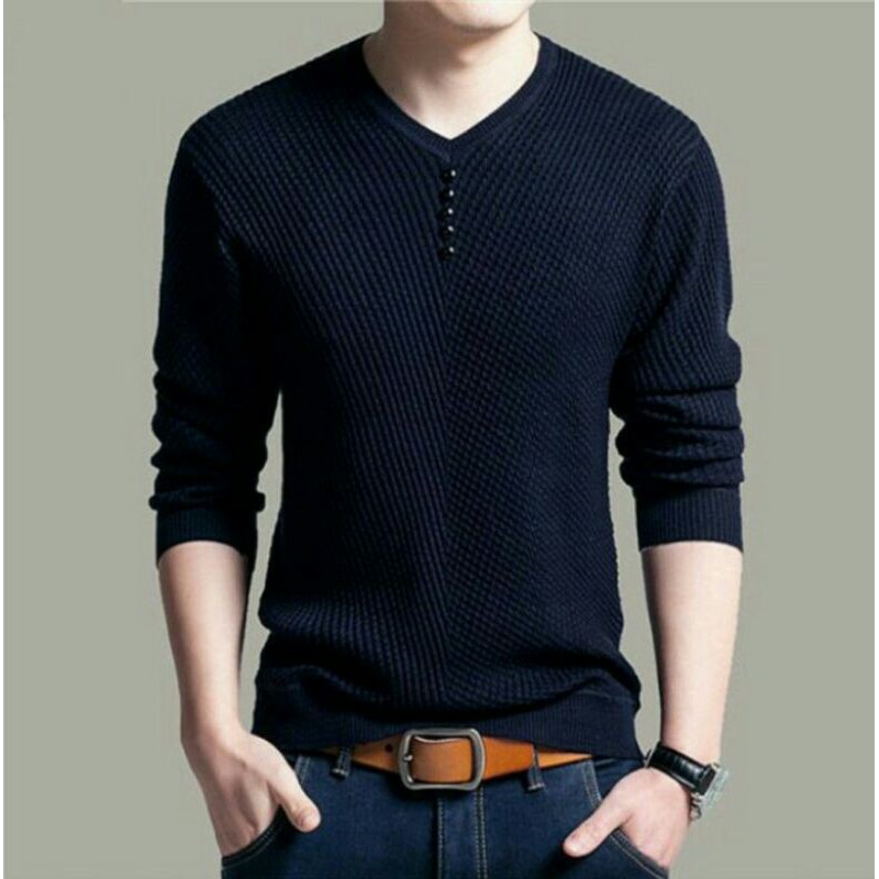Sweater Rajut Coodrony Sweater Pria V Neck men casual Pullover Autumn Slim Termurah-3
