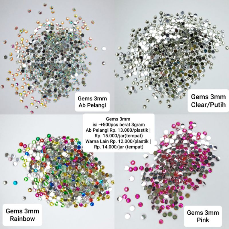 gems 3mm henna/swarovski/kristal imitasi 3mm