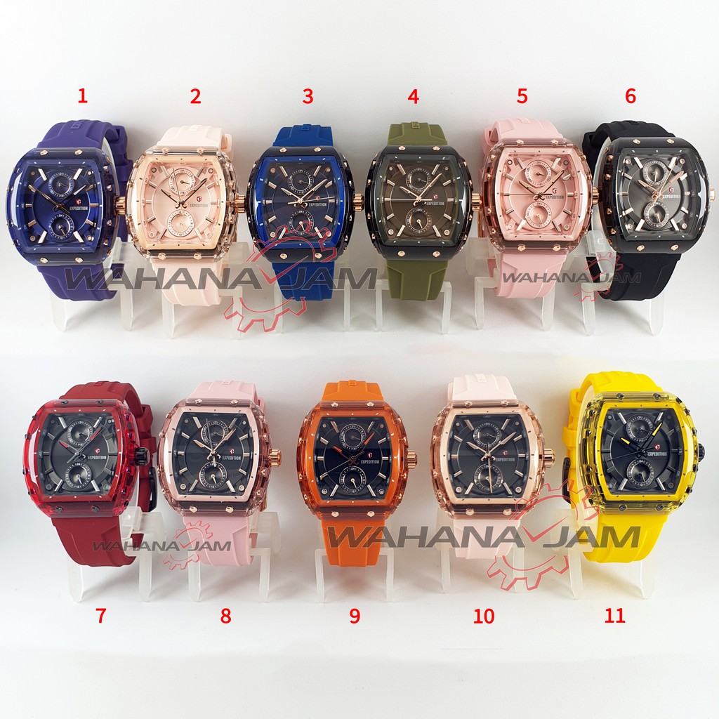 Expedition E 6814 MF / Jam Tangan Wanita Pria EXP E6814 Cewek Karet Rubber Kotak Original Mirip 6808