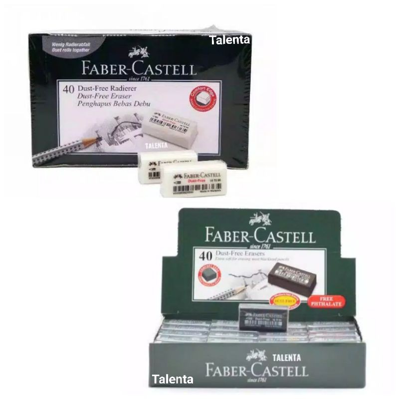 Penghapus Pensil Faber-Castell Dust Free Putih Kecil GROSIR 40 Pcs