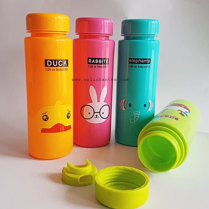 Botol Minum Anak Plastik 500 ml Motif Animal - Botol Anak - Botol Air Minum Karakter Animal Cute