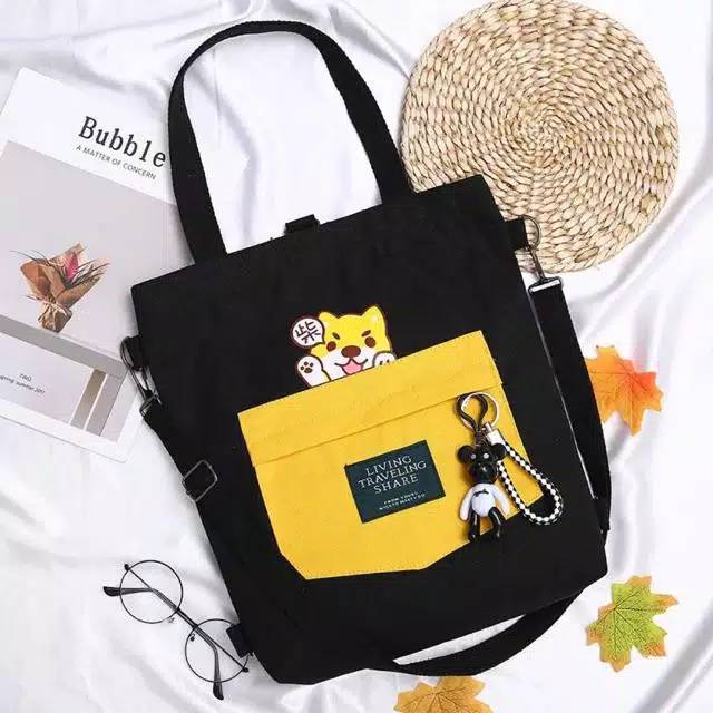 MSECom Tas Fashion Wanita Tote Bag Motif Lucu Berbahan Canvas Murah MEDAN