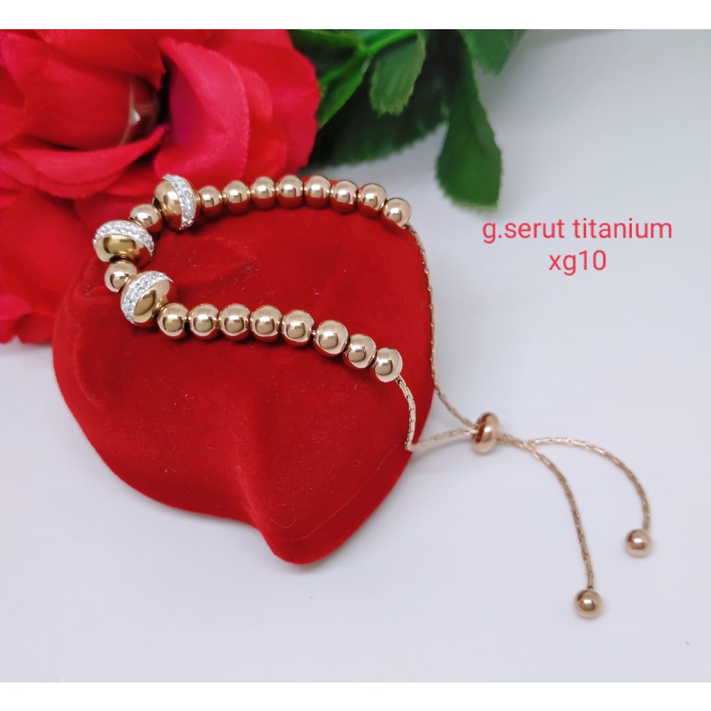 gelang serut titanium perhiasan aksesoris lapis emas anti luntur dan anti karat