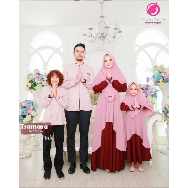 Ready Tsamara Red Pink / Sarimbit Tsamara Red Pink eid series Fania Hijab terbaru2022 / Gamis Tsamar