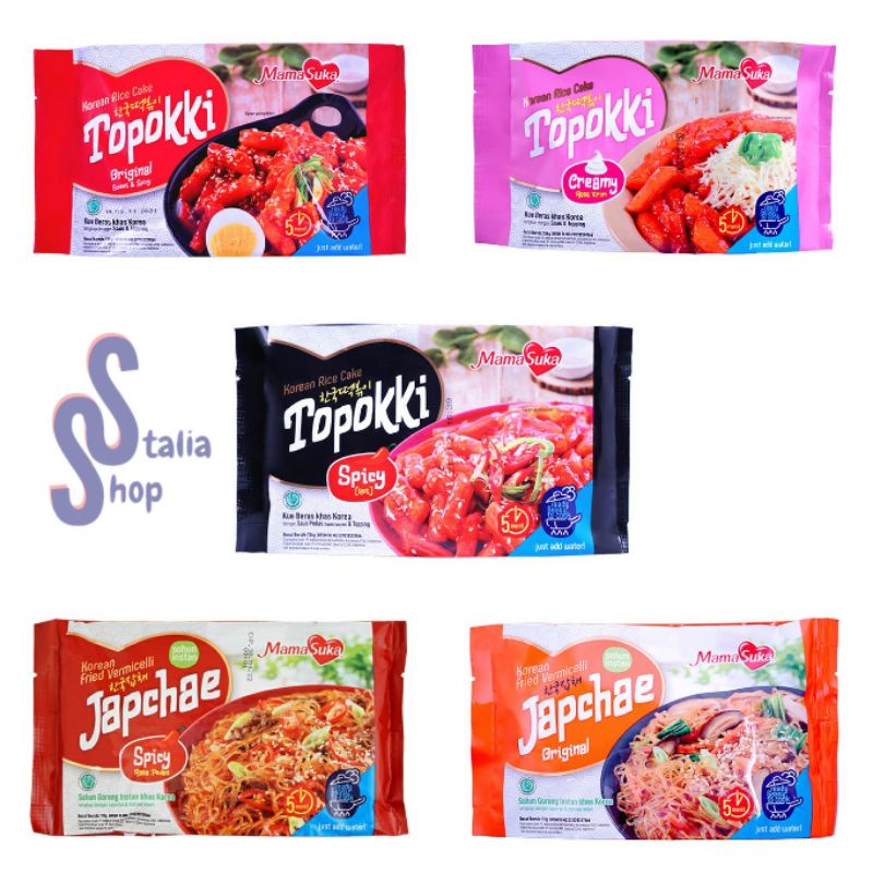 Topokki Mamasuka Delisaos Japchae Original Spicy Creamy