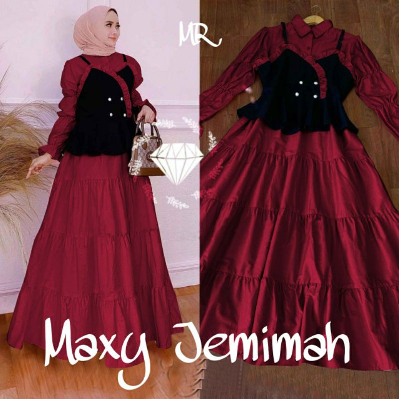 PCS MAXY JEMIMAH 2IN1 BAHAN MOSCREPE 4 UKURAN L XL XXL 3XL MR ADA VIDEO REVIEW PRODUK