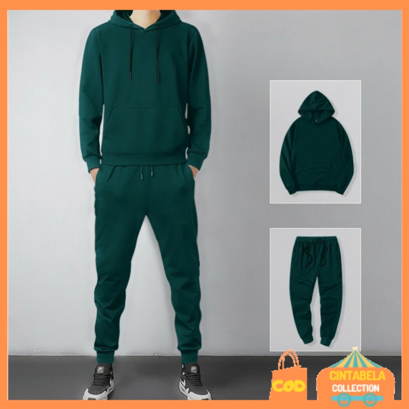 BAJU PRIA BAJU COWOK SETELAN OLAHRAGA GOWES JOGING STELAN SWEATER HOODIE + CELANA JOGGER PRIA DEWASA