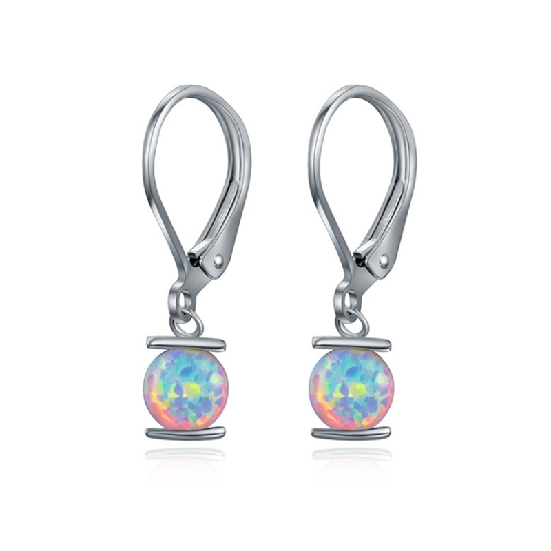 Anting Lapis Silver Dengan Opal Api Putih Untuk Wanita
