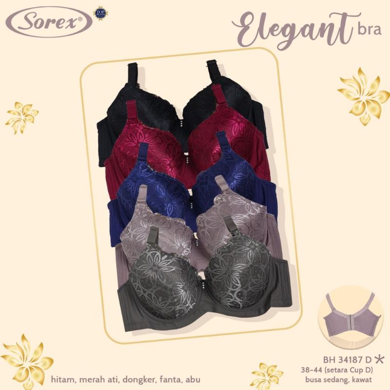Bra bh Sorex 34187 busa kawat ukuran 38-44 cup D