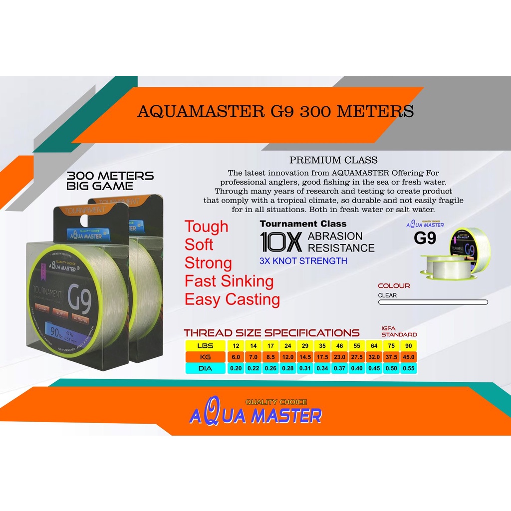 SENAR PANCING - Line TOURNAMENT G9 Aquamaster 300M