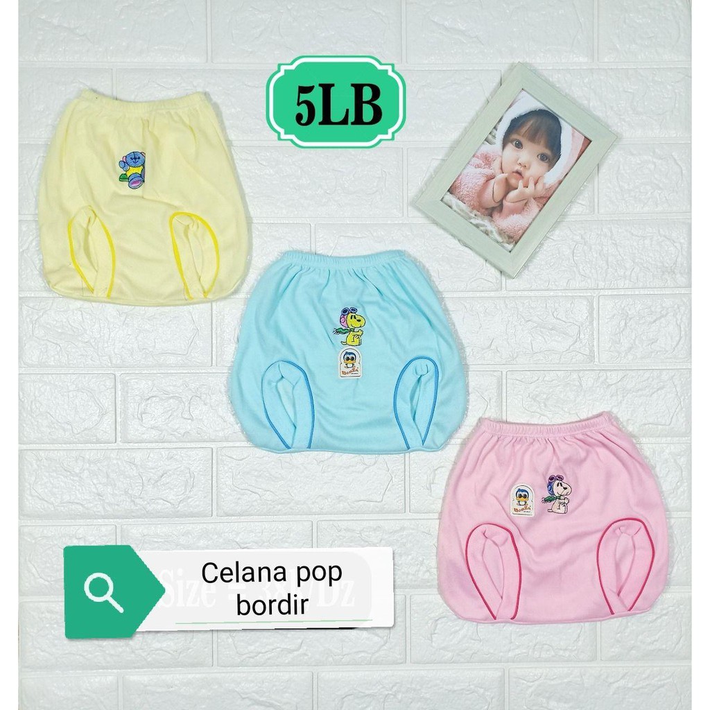 TGS 3 pcs Celana Pop Bayi Kacamata Alusan Kodok Polos dan Lis Bordir Murah Hemat