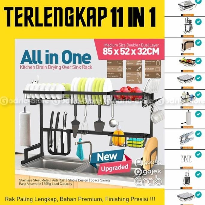 85Cm Rak Sink Wastafel Dapur Pengering Piring Sendok Garpu / Stainless Franciaseller