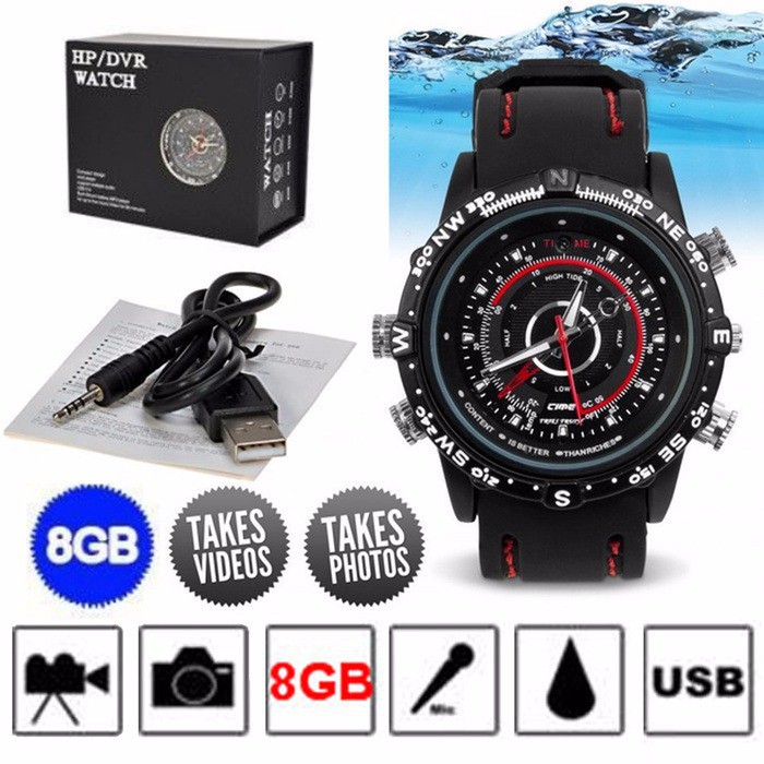 Jam Tangan Pria Branded Original Anti Air ada Kamera Pengintai Spycam Mini Foto Video Voice Recorde