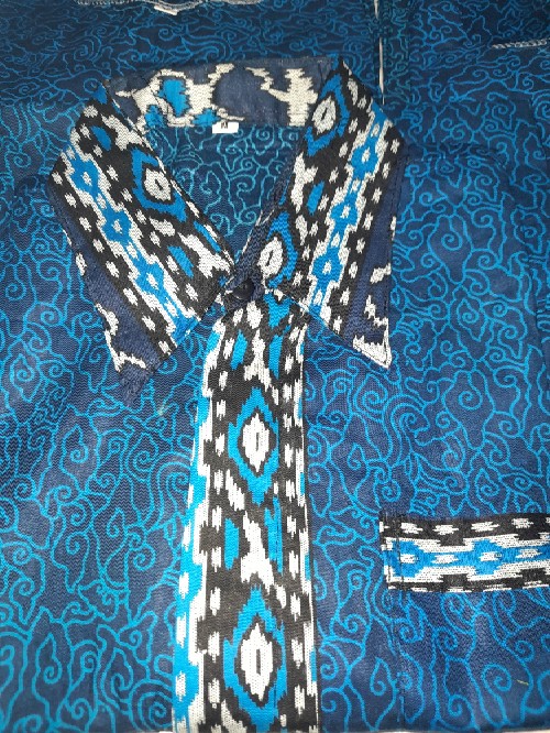 Batik Couple Keluarga Sania Ruffle Ori Ndoro Jowi Dnt Motif Mego Mendung  Biru Termurah Shopee