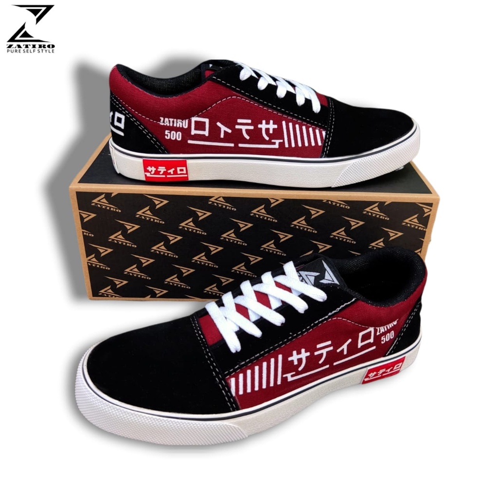 Sepatu Sneakers Kanvas Wanita Pria Casual Local Estetic Sport Shoes Original Hitam Merah Putih Zatir