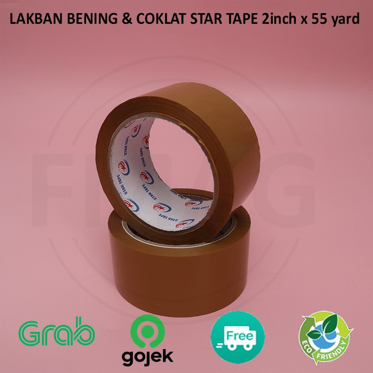 Lakban Star Tape / Lakban Bening / Lakban Coklat 2 inch x 55 yard LBN103