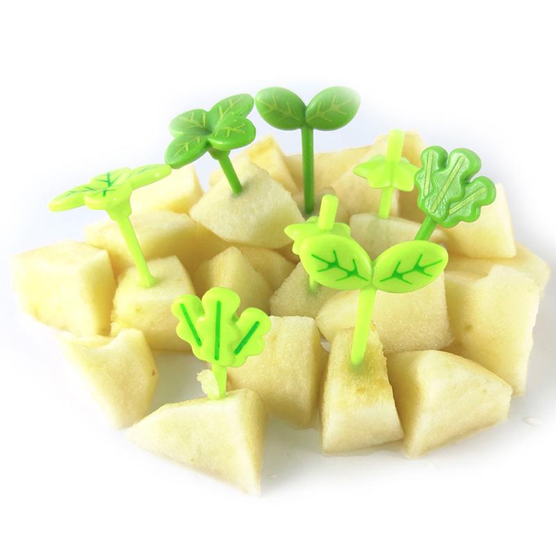 Tusukan Bento Daun Hijau Clover Green Plant Kaktus Shape Shaped Bentuk Garpu Tusuk Tusukan Buah Makanan Japanese Bento Fruit Forks Food Pick Forks Tusukan Bento Daun premium