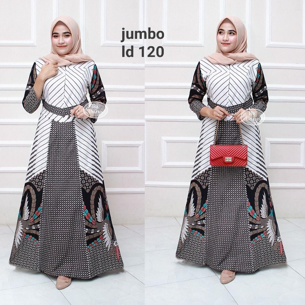 Gamis Batik Super Jumbo LD 110 Dan LD 120 Bahan Katun Motiv Terbaru Bisa Cod