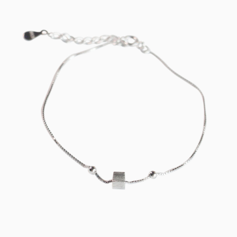 [Ready Stock]Fashionable Simple and Cute Small Square Sliver Beads Plated S925 Sterling Silver Bracelet