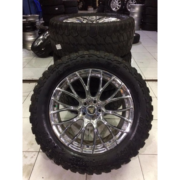 velg mobil bekas ring 20 lubang baut 5x127 warna crome plus ban MT