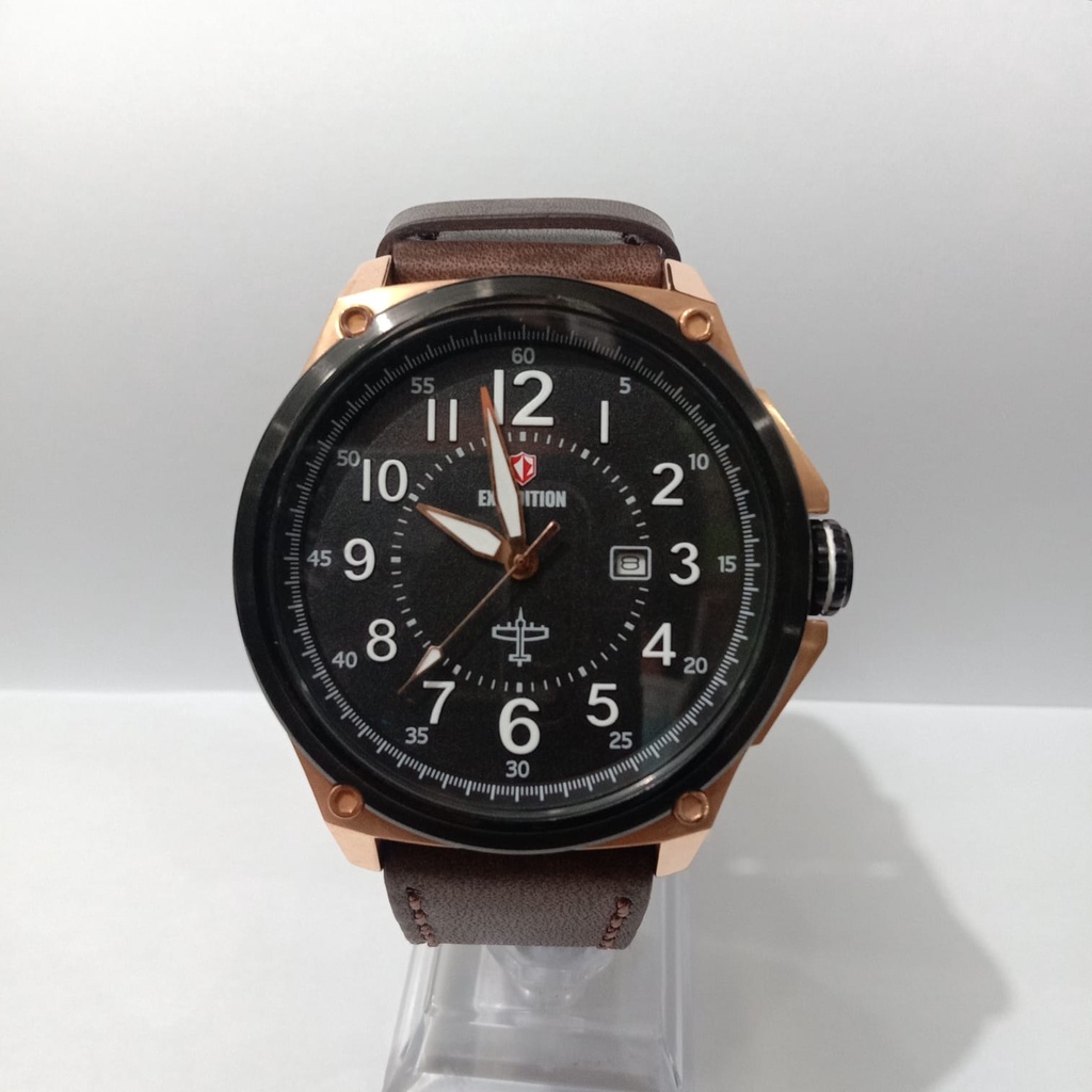 JAM TANGAN PRIA EXPEDITION E 6705 LEATHER BROWN ORIGINAL GARANSI RESMI 1 TAHUN