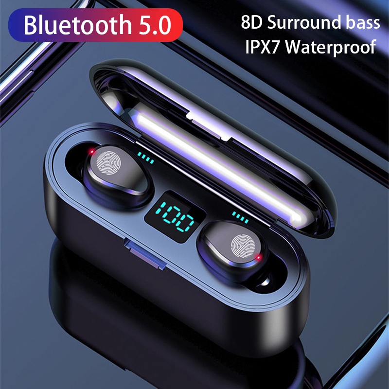 TWS F9 earphone bluetooth Smart Touch wireless stereo HIFI BASS music telfon gaming headset mic