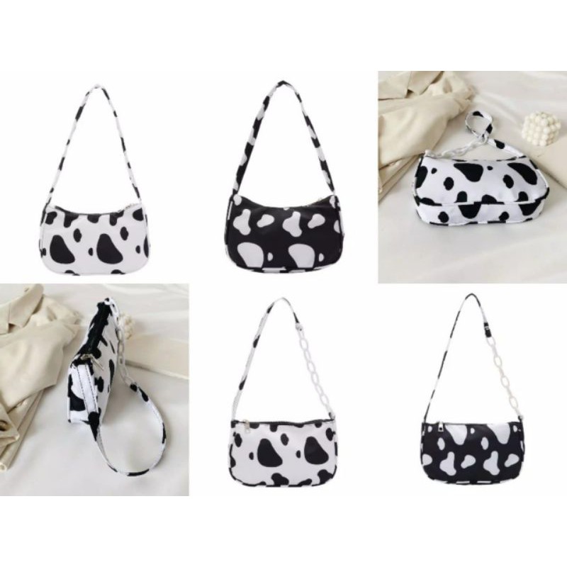 A-ZAHRA BAG COW PATTERN / TAS BAHU MOTIF KULIT SAPI RANTAI DAN BIASA